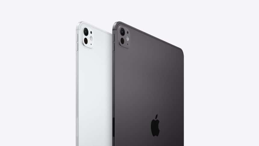 Two iPad models shown in silver and space gray.