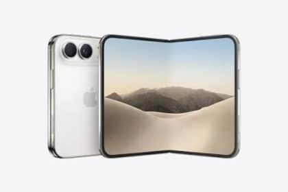 Foldable iPhone Duo shown open with its rear camera design.