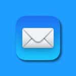 Apple Mail app icon on a blue background.
