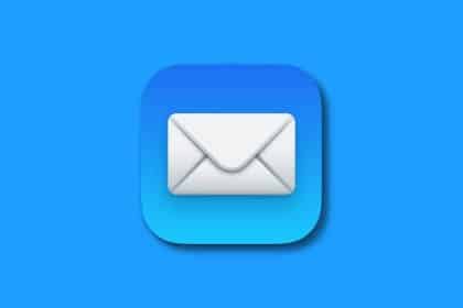 Apple Mail app icon on a blue background.