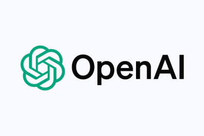 OpenAI logo featuring a green interwoven symbol and black text on a light background.