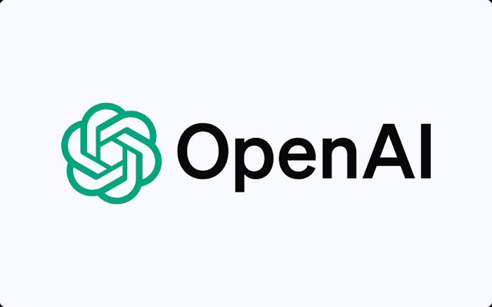 OpenAI logo featuring a green interwoven symbol and black text on a light background.
